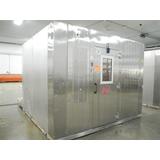Stainless steel finish walk-in cooler.