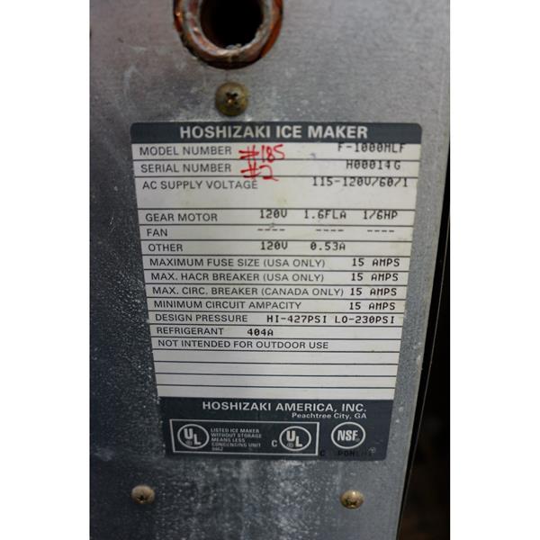 Used Ice Maker With Bin Hoshizaki Flake Ice Machine